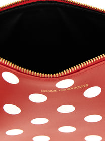 Comme Des Garcons Wallet Polka Dots Printed Wallet Red