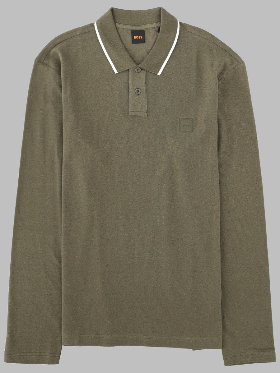 BOSS Men's Polo Manica Lunga Con Green