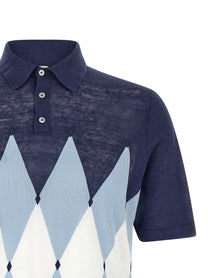 Ballantyne Polo Argyle Blue
