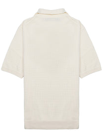 Luigi Gentile Men's Polo Capri in Crochet DI Cotone Pink