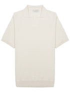 Luigi Gentile Men's Crochet Cotton Polo Capri White