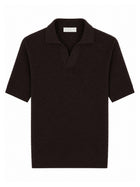 Luigi Gentile Men's Crochet Cotton Polo Capri Brown