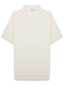 Luigi Gentile Men's Polo Capri in Crochet DI Cotone Pink