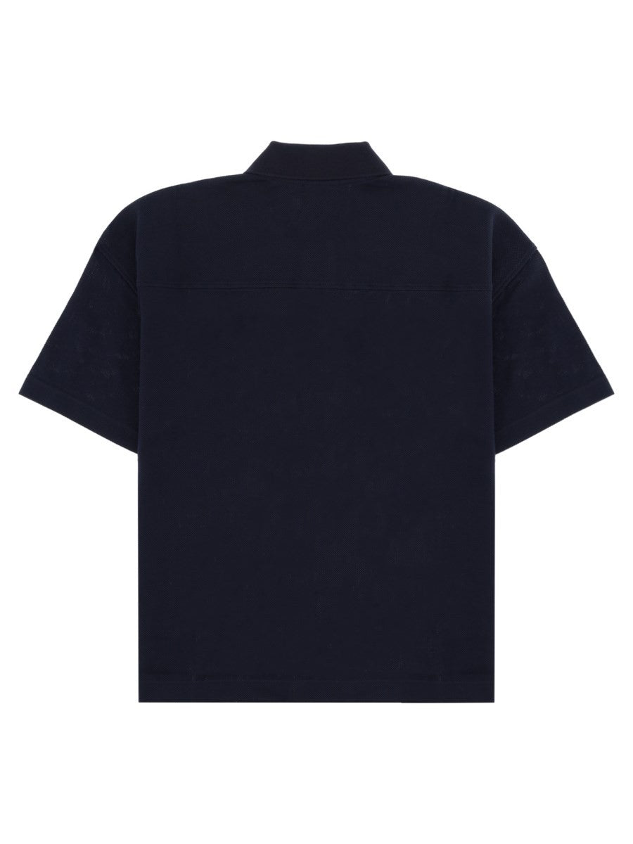 Saint Laurent Men's Piqué Cotton Polo Cassandre Blue, view 2