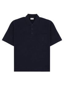 Saint Laurent Men's Piqué Cotton Polo Cassandre Blue