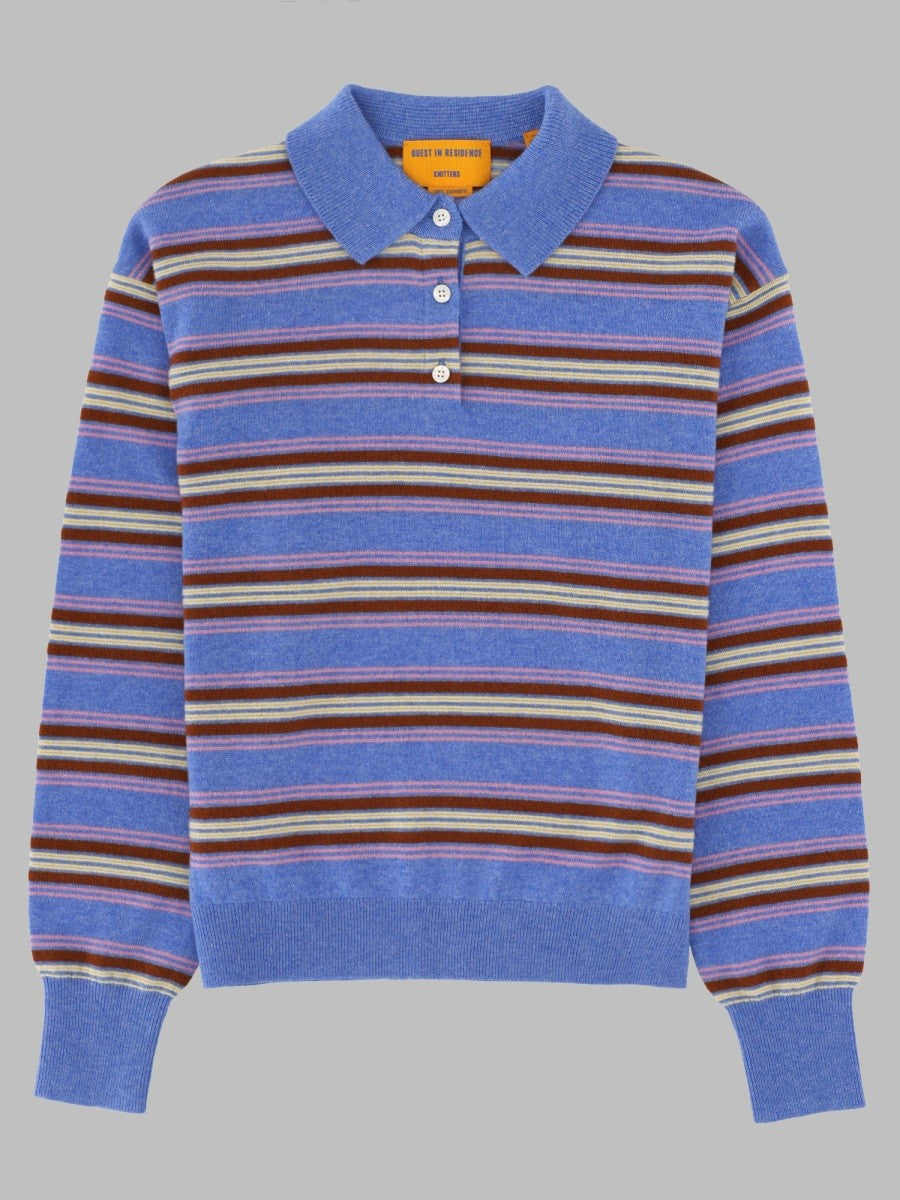 Guest In Residence Unisex Polo Collegiate in Maglia DI Cashmere Blue