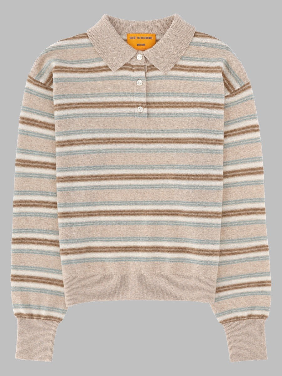 Guest In Residence Unisex Polo Collegiate in Maglia DI Cashmere Beige