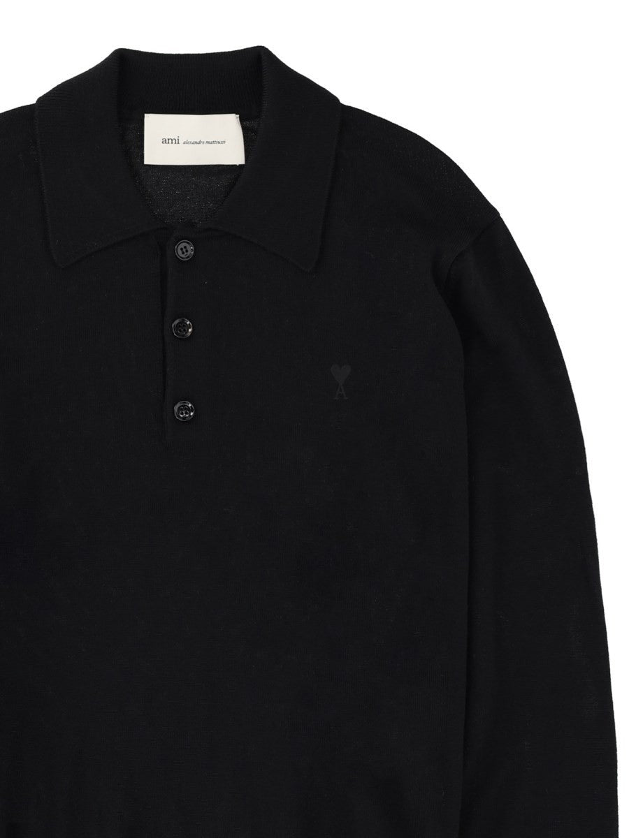 Ami Paris Men's Polo Black, view 3