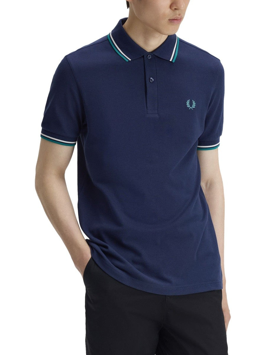 Fred Perry Men's Polo Con Blue