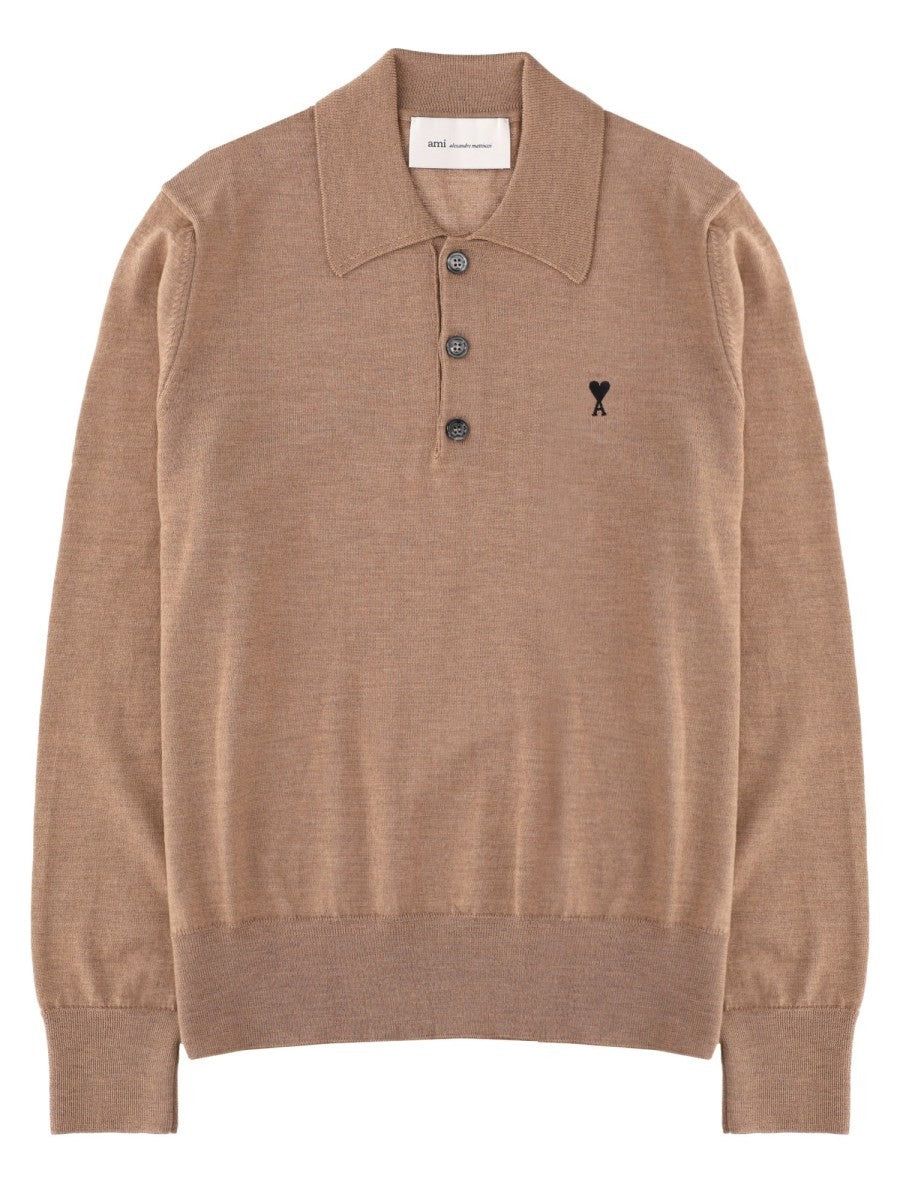 Ami Paris Men's Polo Beige