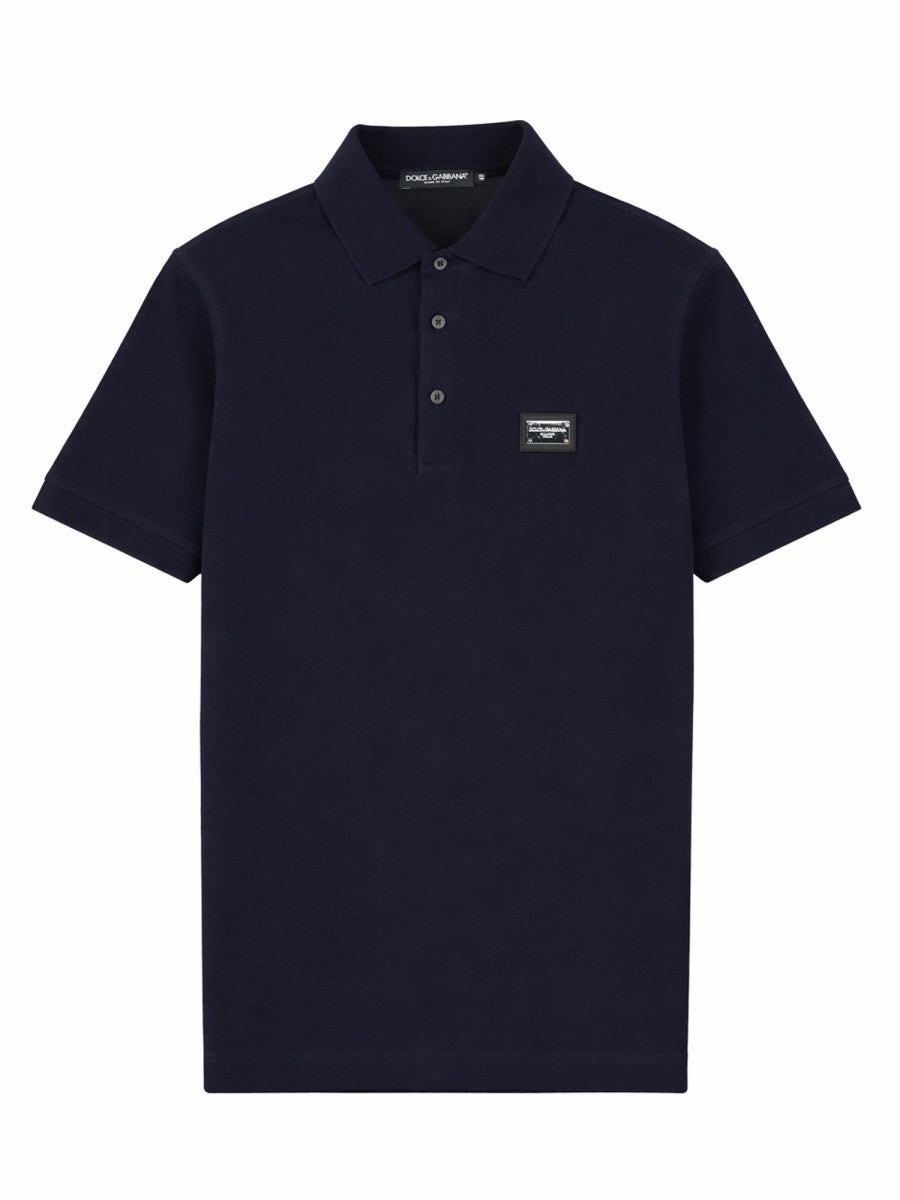 Dolce &amp; Gabbana Men's Polo Con Patch Blue