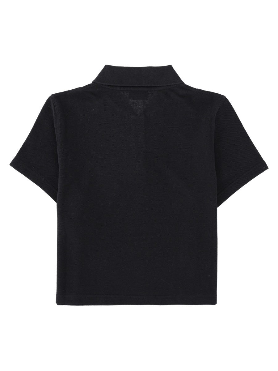 Saint Laurent Women's Piqué Cotton Polo Short Cassandre Black, view 2