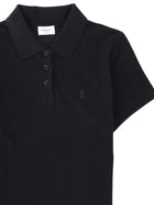 Saint Laurent Women's Piqué Cotton Polo Short Cassandre Black, view 3