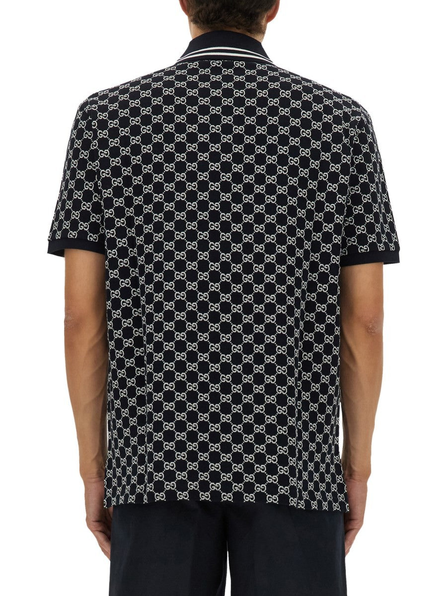Gucci Men's Polo GG Jacquard Blue