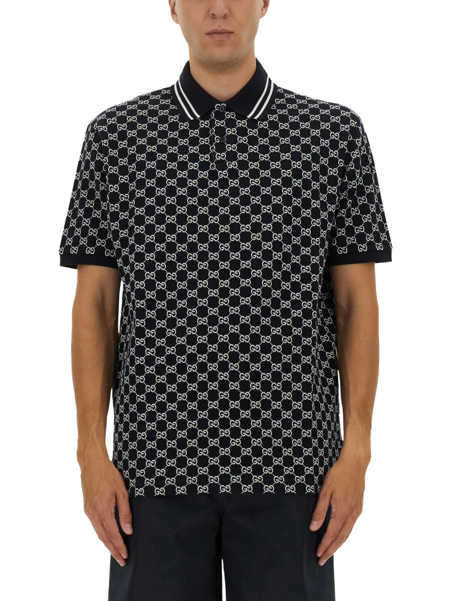 Gucci Men's Polo GG Jacquard Blue