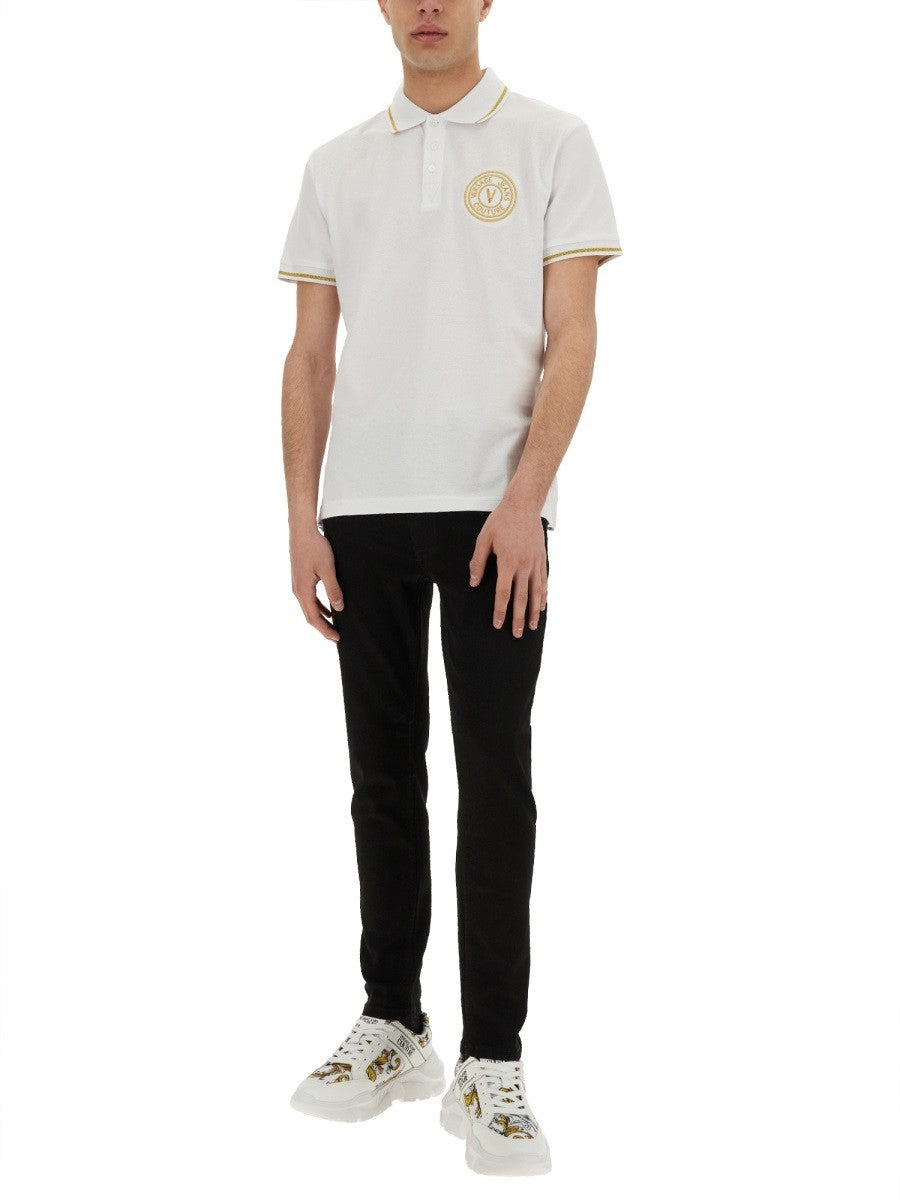 Versace Jeans Couture Men's Polo in Cotone Con Emblem White