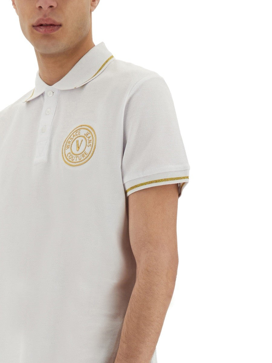 Versace Jeans Couture Men's Polo in Cotone Con Emblem White