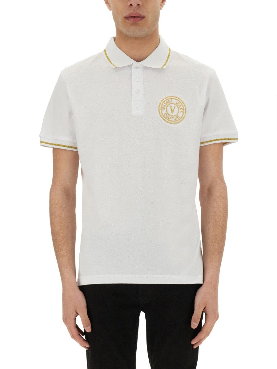 Versace Jeans Couture Men's Polo in Cotone Con Emblem White