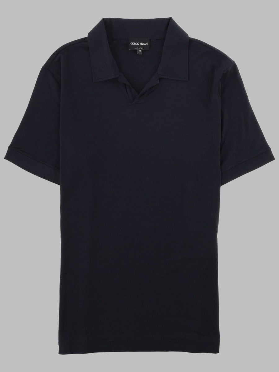 Giorgio Armani Men's Polo in Jersey DI Viscosa Stretch Blue