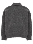 Ami Paris Men's Embroidered Knit Polo Grey, view 2