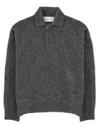 Ami Paris Men's Embroidered Knit Polo Grey