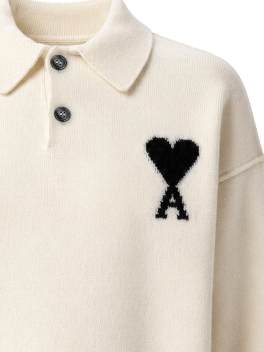 Ami Paris Men's Polo in Maglia Con White