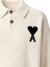 Ami Paris Men's Polo in Maglia Con White