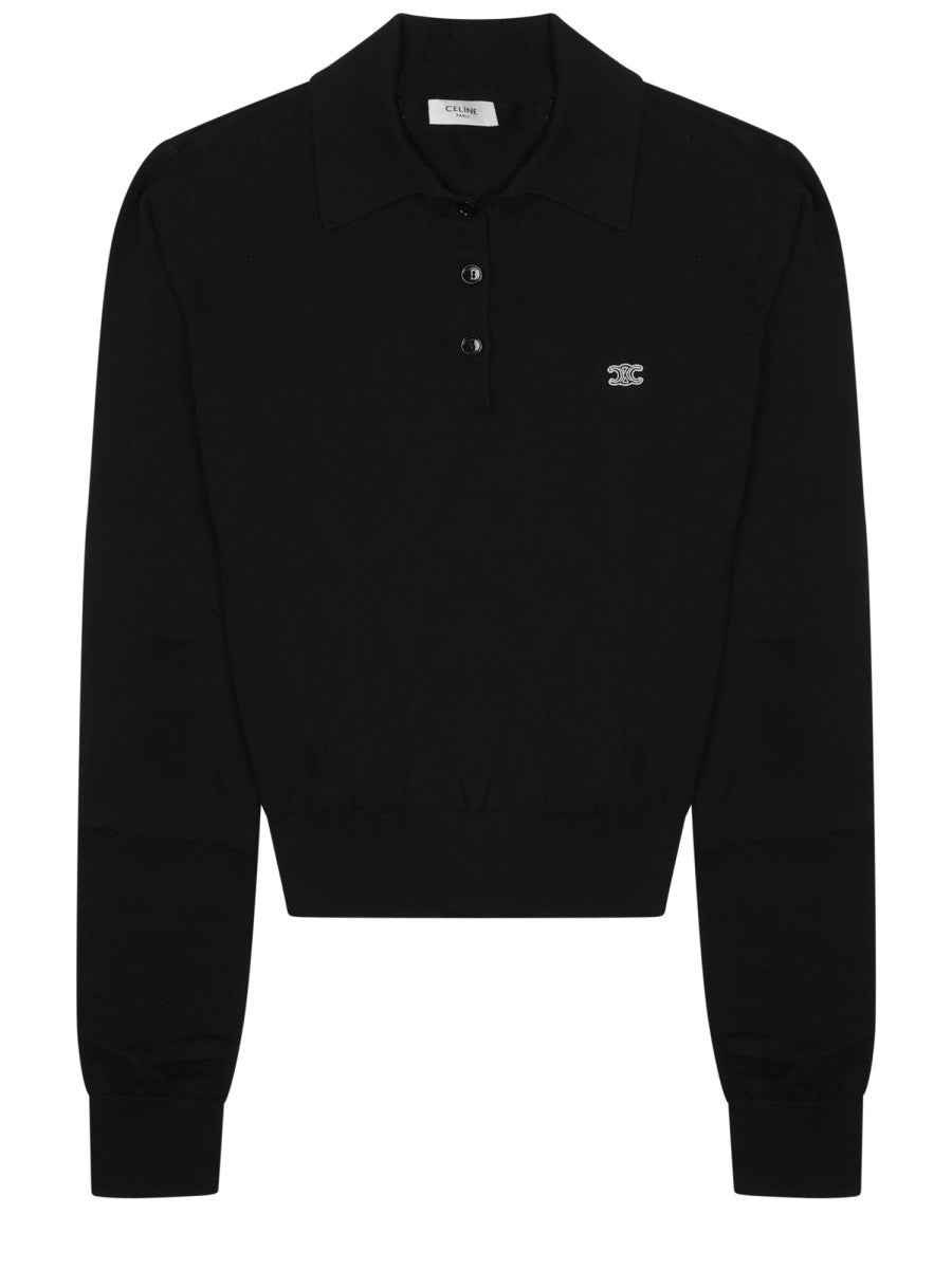 Celine Women's Polo in Maglia Con Black