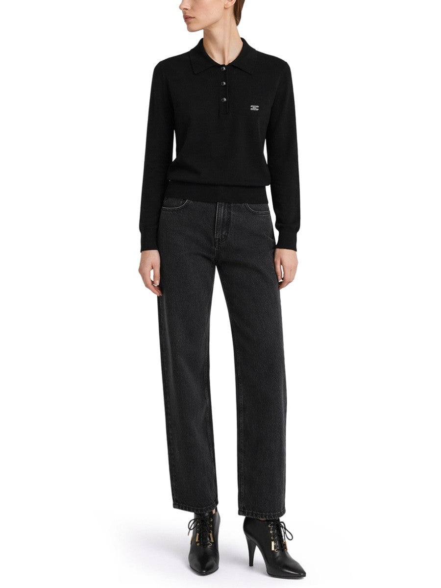Celine Women's Polo in Maglia Con Black