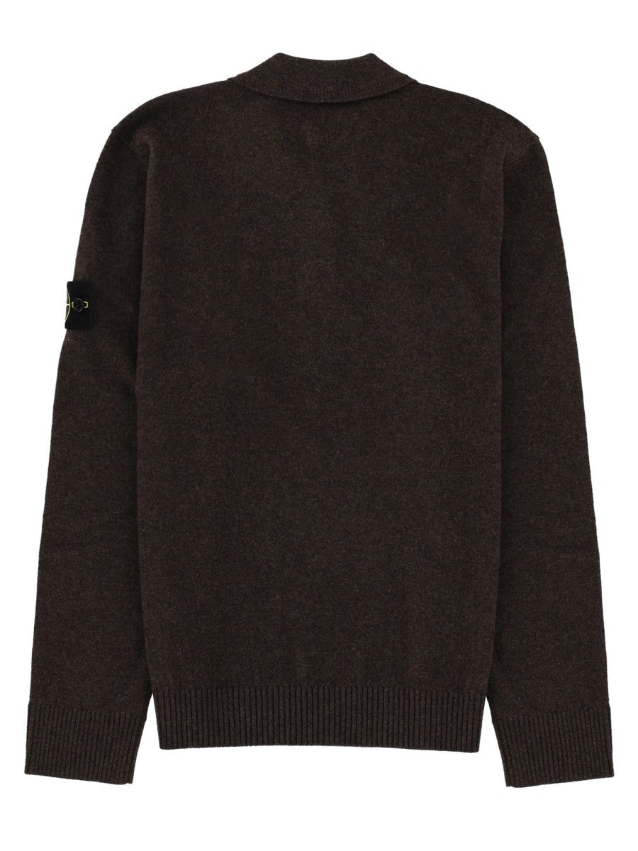 Stone Island Men's Polo in Maglia Con Patch Grey