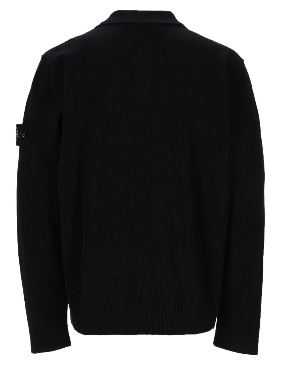 Stone Island Men's Polo in Maglia Con Patch Black