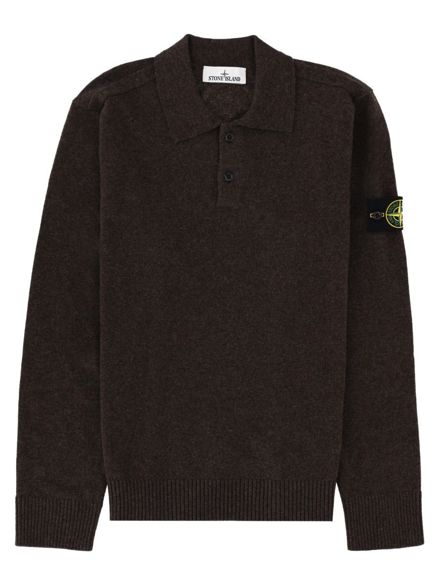 Stone Island Men's Polo in Maglia Con Patch Grey