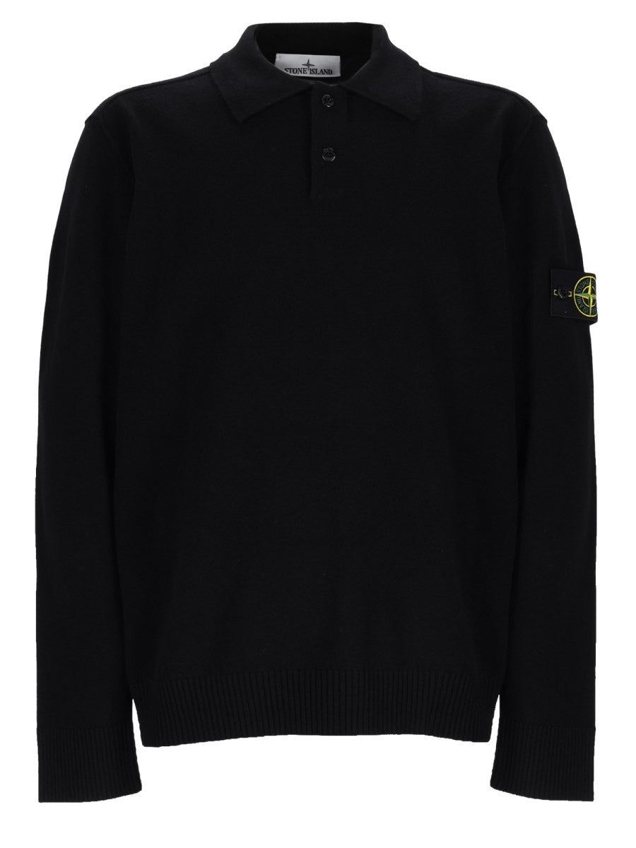Stone Island Men's Polo in Maglia Con Patch Black