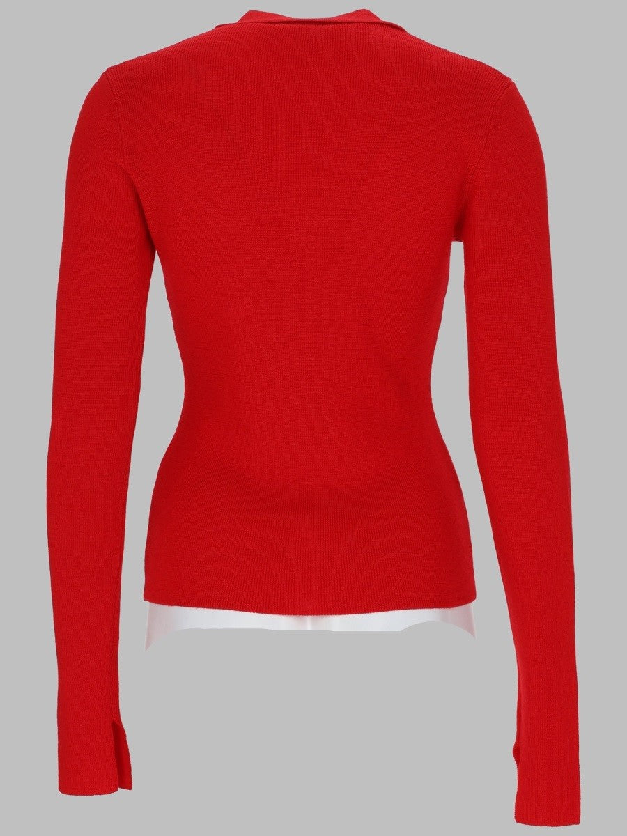 Ganni Women's Polo in Maglia DI Lana Red