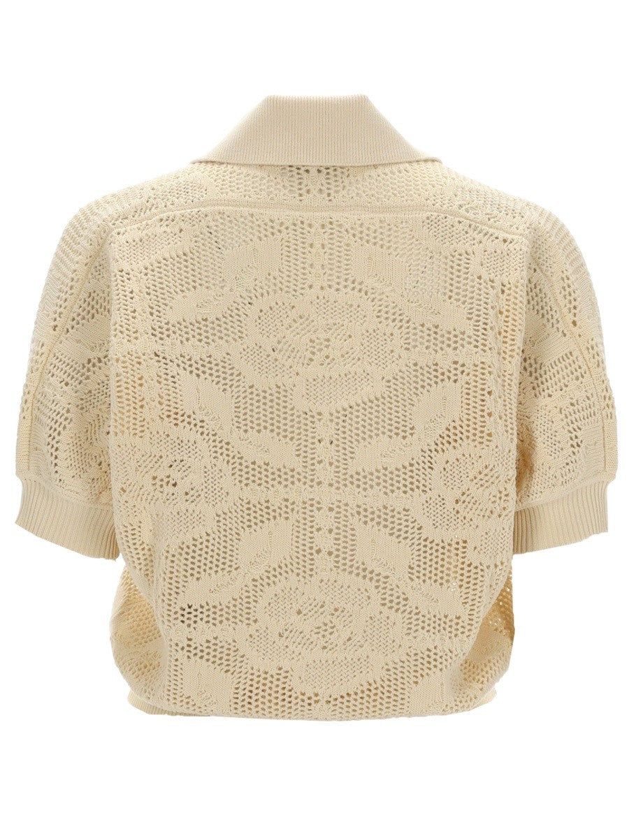 Nude Lucy Women's Knit Perforated Polo White, view 2