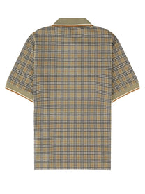 Burberry Men's Polo in Misto Cotone Check Beige