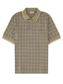 Burberry Men's Polo in Misto Cotone Check Beige