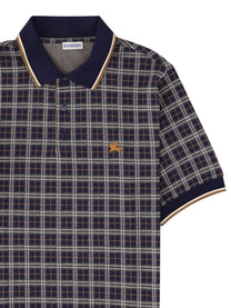 Burberry Men's Polo in Misto Cotone Check Blue