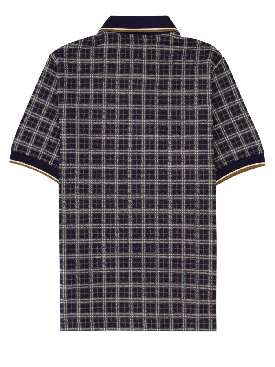 Burberry Men's Polo in Misto Cotone Check Blue