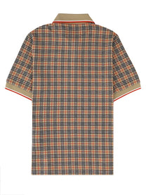 Burberry Men's Polo in Misto Cotone Check Beige