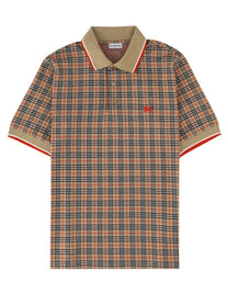 Burberry Men's Polo in Misto Cotone Check Beige