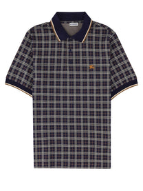 Burberry Men's Polo in Misto Cotone Check Blue