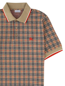 Burberry Men's Polo in Misto Cotone Check Beige