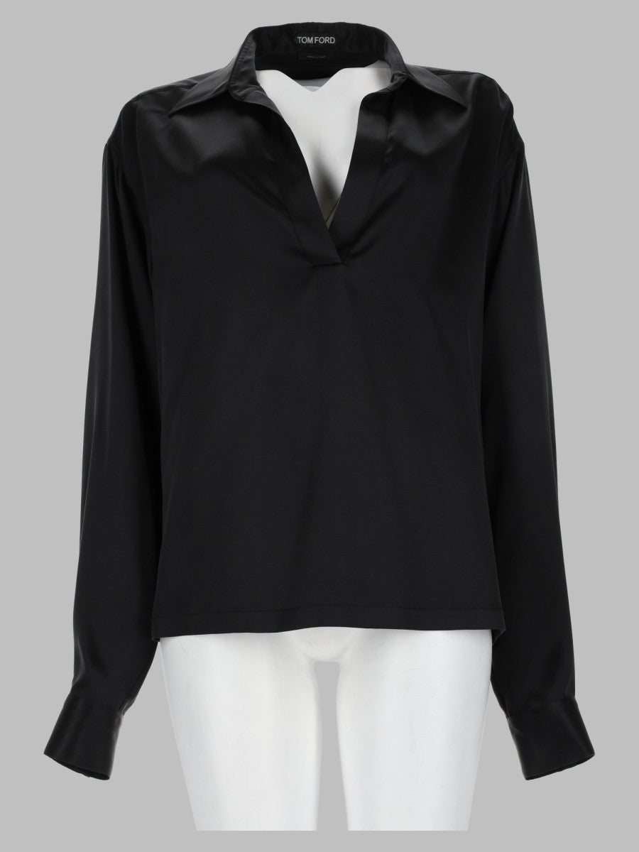 Tom Ford Women's Polo in Raso Di Seta Stretch Con Black