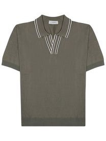 Paolo Pecora Milano Men's Polo in Seta Misto Cotone Grey
