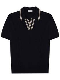 Paolo Pecora Milano Men's Polo in Seta Misto Cotone Blue