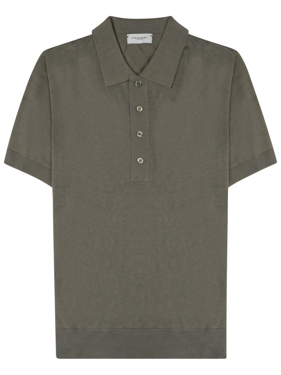 Paolo Pecora Milano Men's Silk Cotton Blend Polo Grey