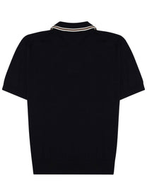 Paolo Pecora Milano Men's Polo in Seta Misto Cotone Blue