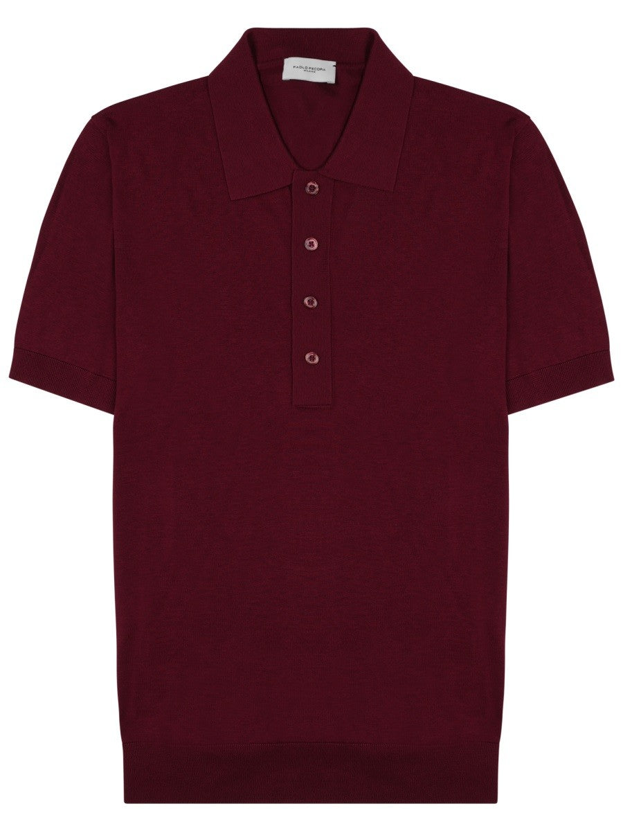 Paolo Pecora Milano Men's Polo in Seta Misto Cotone Red