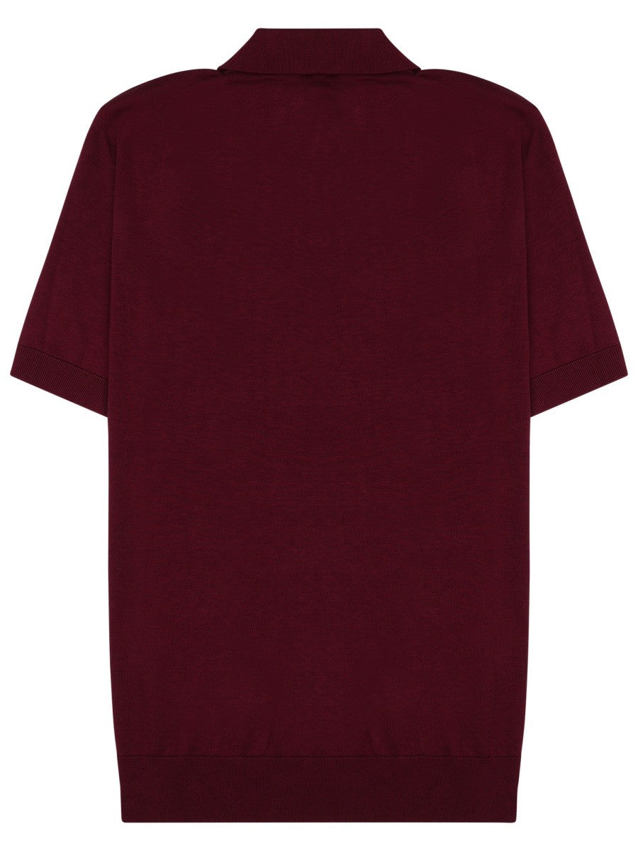 Paolo Pecora Milano Men's Polo in Seta Misto Cotone Red